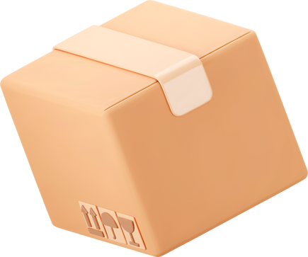 3D Cardboard Closed Box Icon with Symbols